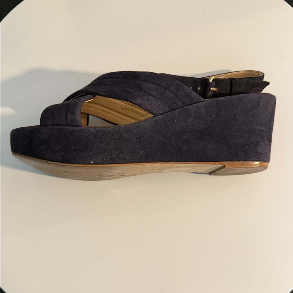 J. Crew Dark Blue Cross-Strap Sandals EUC - Picture 3 of 4